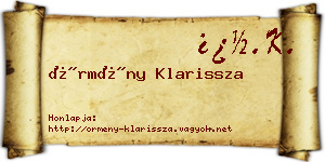 Örmény Klarissza névjegykártya
